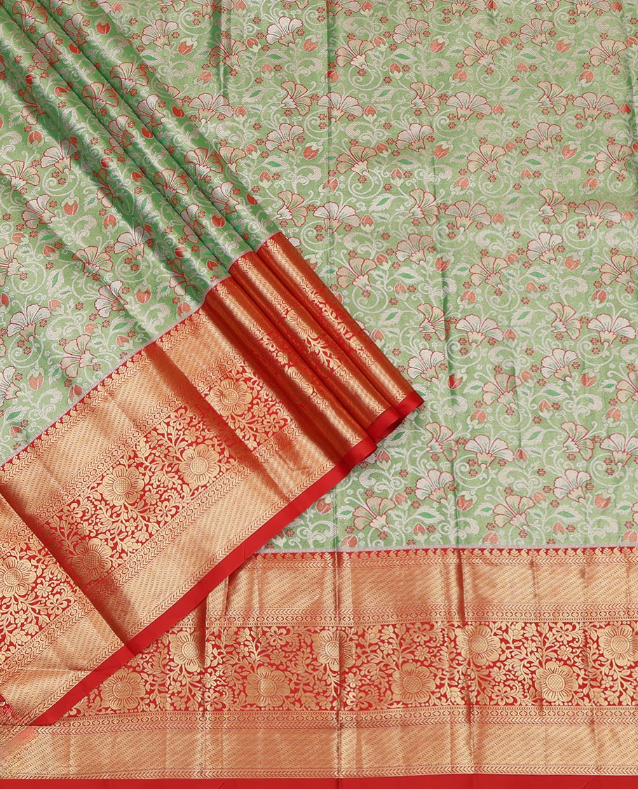 Green Art Silk Pavadai Material Set