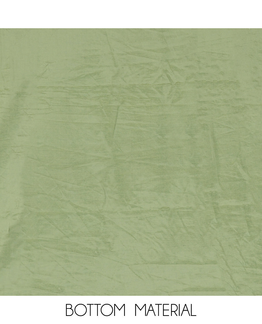 Green Semi-Silk Material Churidar Features a Floral Embroidered Top, a Matching Bottom, Embroidered Dupatta