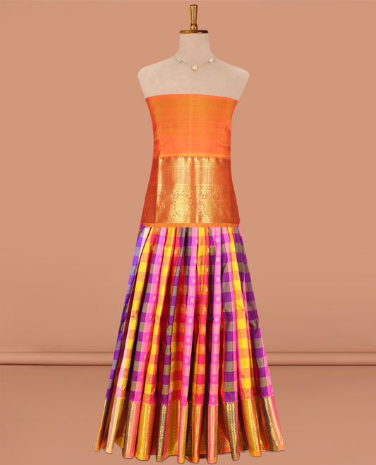 Multi-Color Pure Silk Navarathna Pavadai Material Set