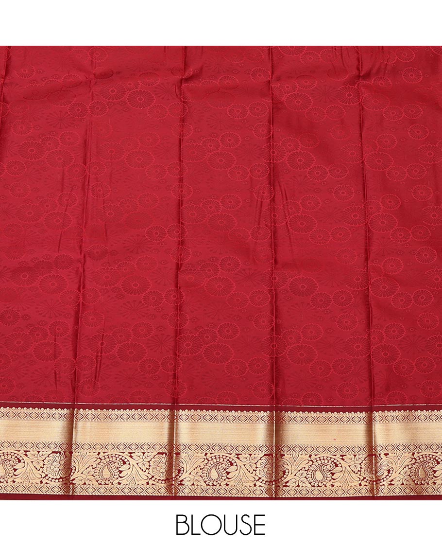 Blue Budget Silk Saree, Decked Up with Jacquard Design, Complemented by a Contrast Traditional Zari Border, Grand Pallu, and a Contrast Blouse