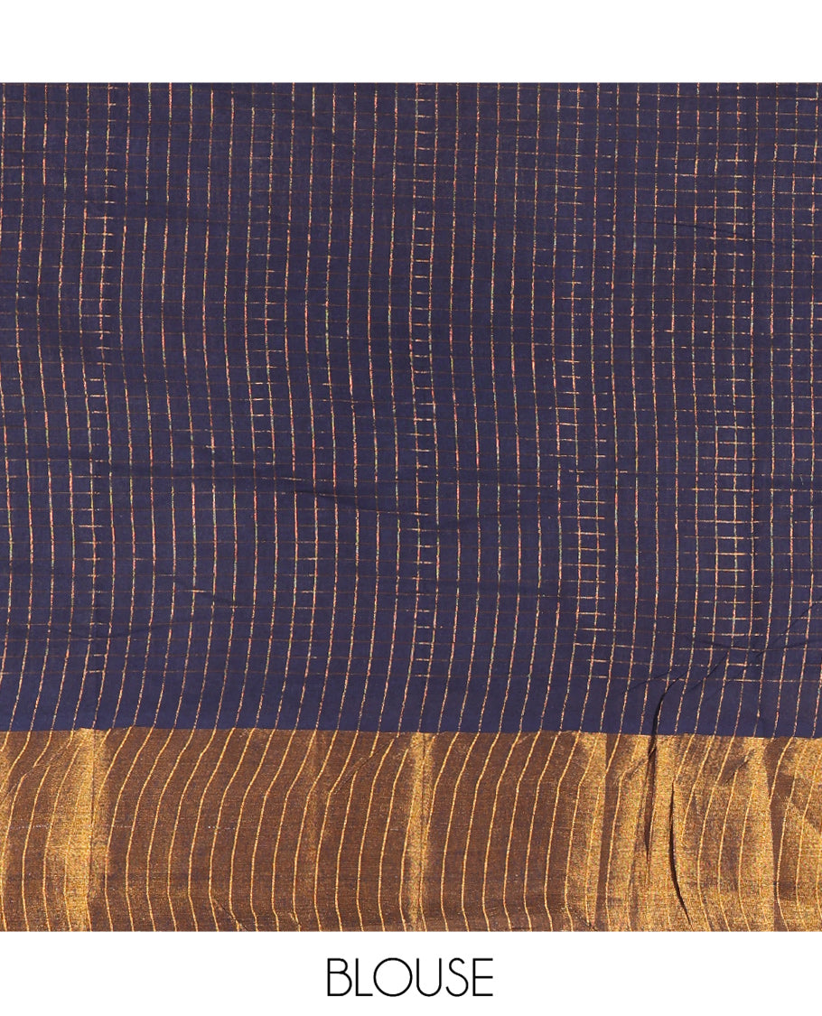 Navy Blue Sungudi Cotton Half-Saree