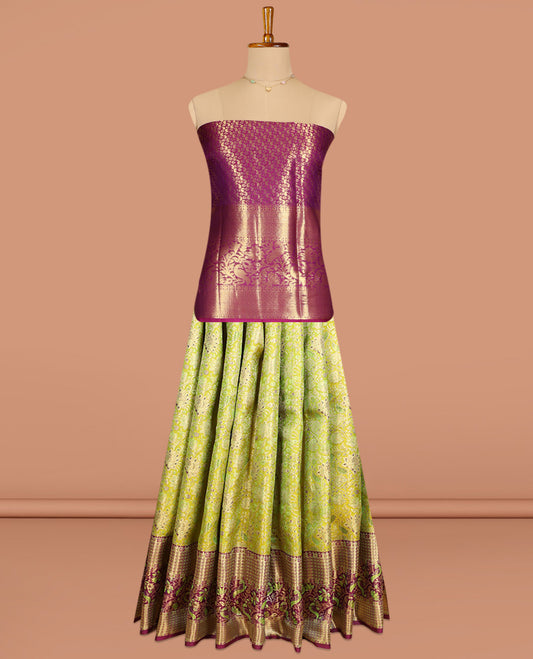 Green Pure Silk Pavadai Material Set