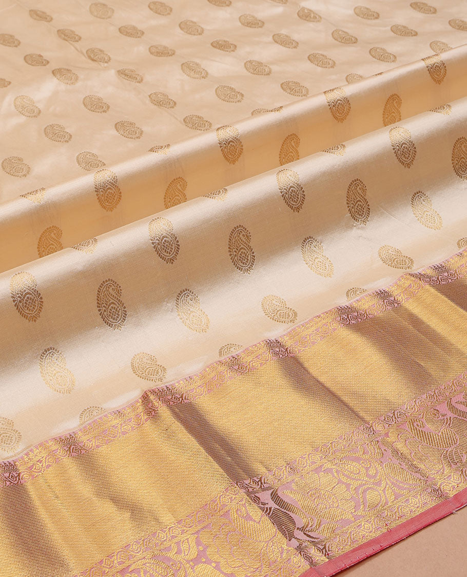 Off-White Pure Silk Navarathna Pavadai Material Set