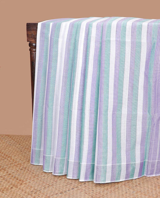 Borderless multi-color stripes design jute cotton saree & pallu of stripes