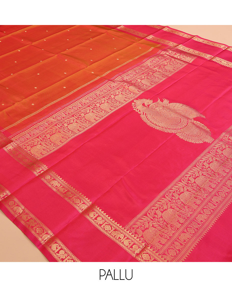 Orange Kanchipuram Chettinad Saree