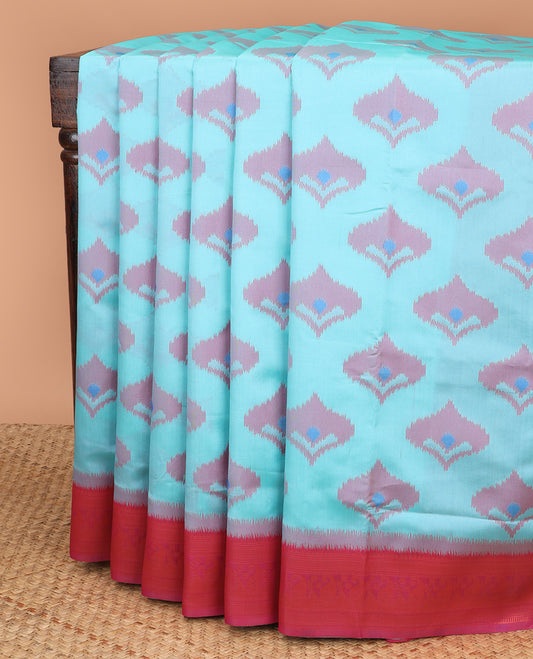 pastel green pattola design mulberry silk saree with carry, zari design border & self empose with fancy tissue blouse
