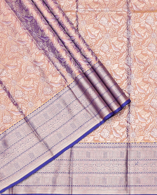 Brown Dual-Tone Art Silk Half-Saree, Spotlighted with Jacquard Design, Contrast Traditional Zari Border, and Paired with a Matching Blouse