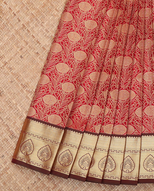 Red Budget Silk Saree, Bedecked with Jacquard Design, a Contrast Traditional Zari Border, Grand Pallu, and a Contrast Blouse
