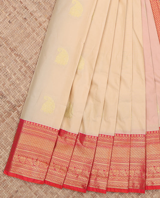Light Sandal Paisley Butta Budget Silk Saree