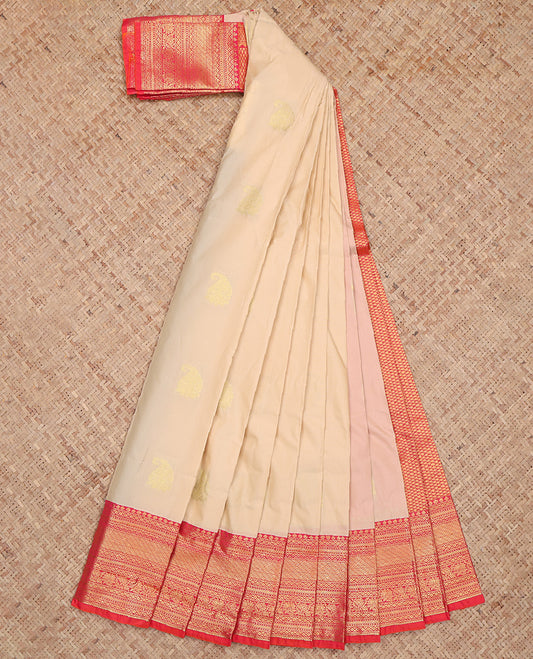 Light Sandal Paisley Butta Budget Silk Saree