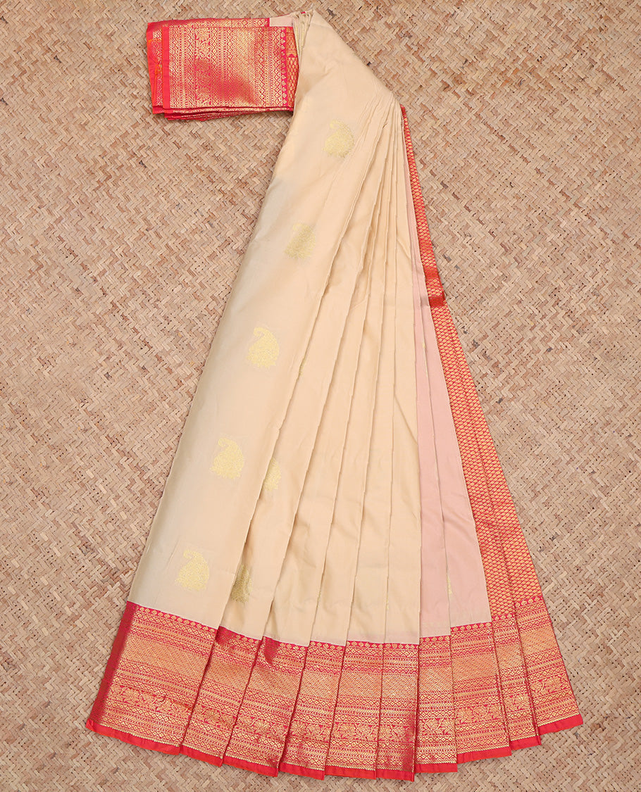 Light Sandal Paisley Butta Budget Silk Saree