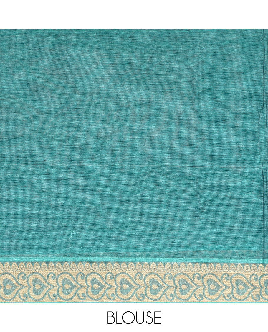 Blue buttas and jaal design Coimbatore Cotton saree, traditional border, and pallu of floral designs