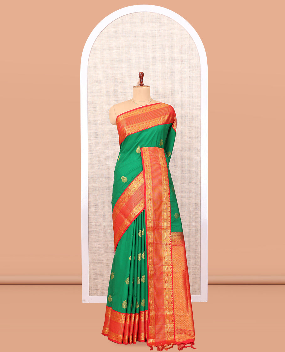 Leaf Green-Red Budget Silk Saree