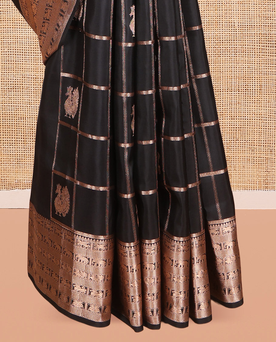 Black Vasundhara Silk Saree with Zari Border