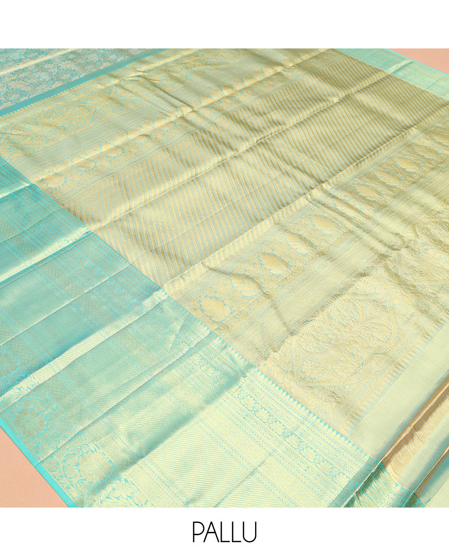 Turquoise Kanchipuram Tissue Silk Saree