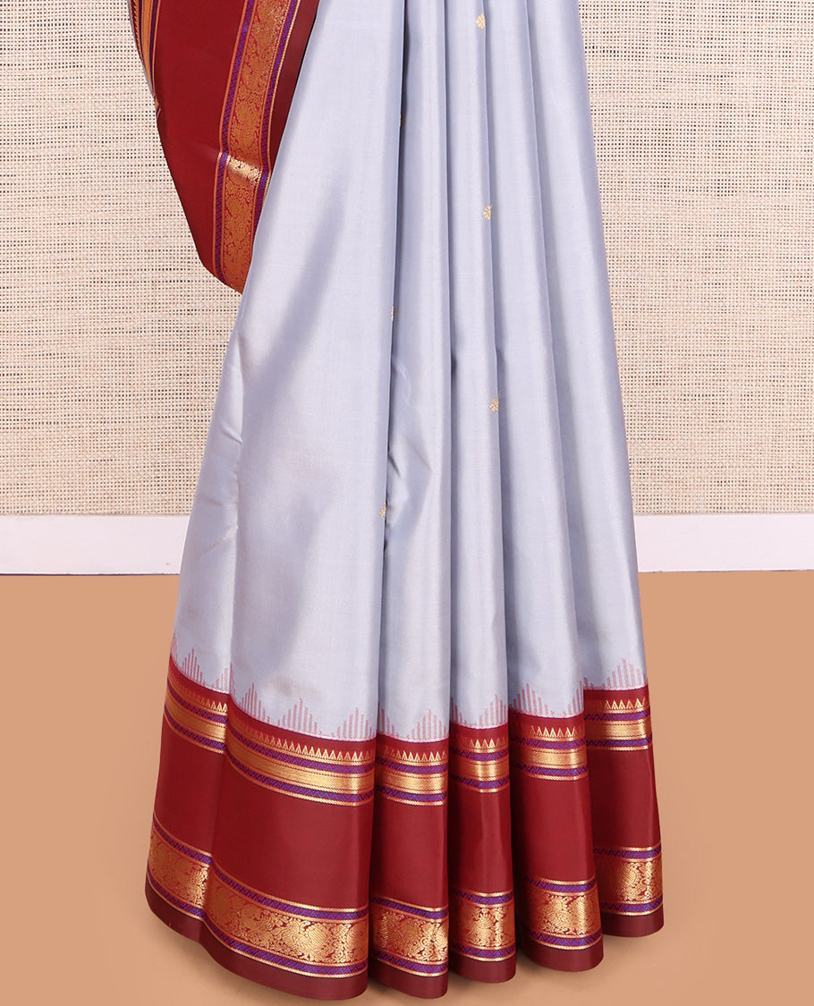 Grey Kanchipuram Chettinad Saree