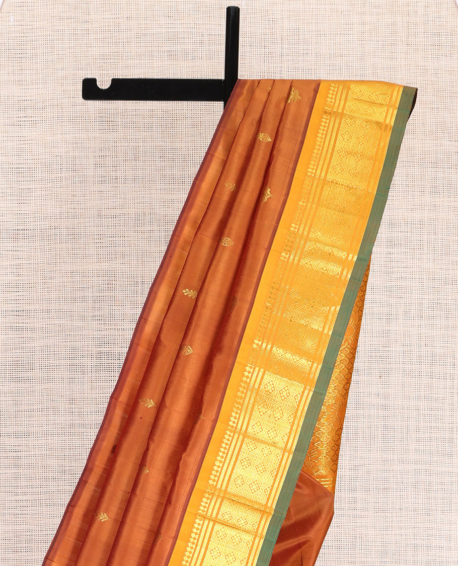 Orange Zari Butta Kanchipuram Silk Saree