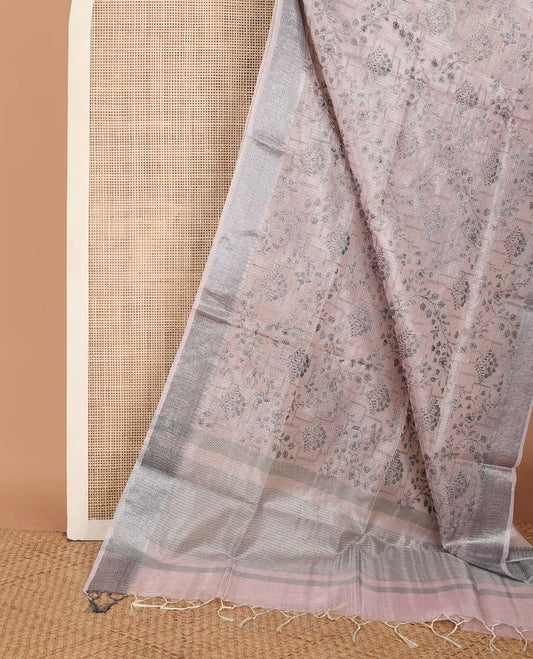 Light sandal intricately designed fancy kota saree, traditional design border & striped pallu