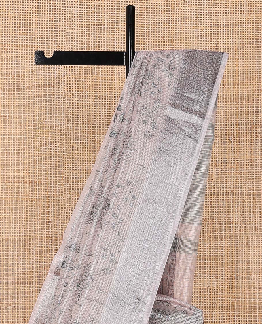 Light sandal intricately designed fancy kota saree, traditional design border & striped pallu