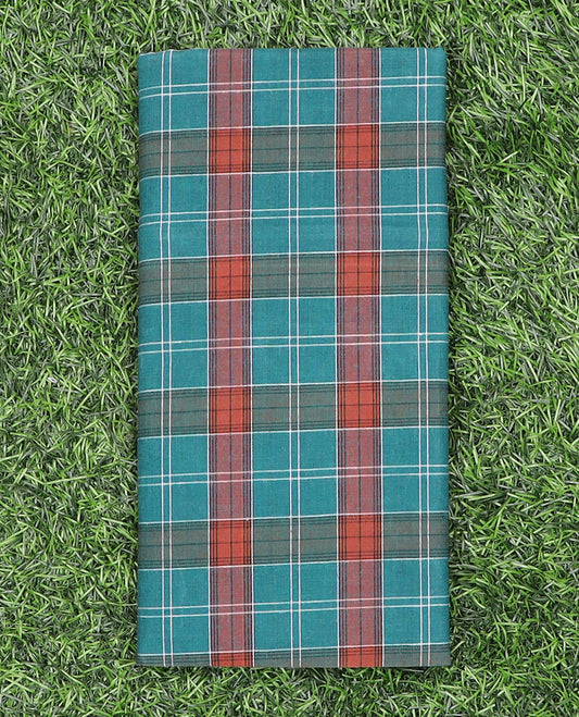 Blue medium sized checks printed cozy cotton lungi