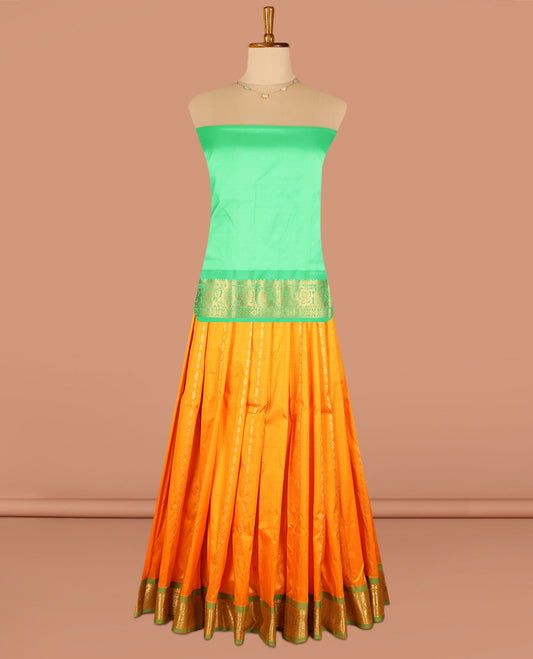 Orange Pure Silk Navarathna Pavadai Material Set
