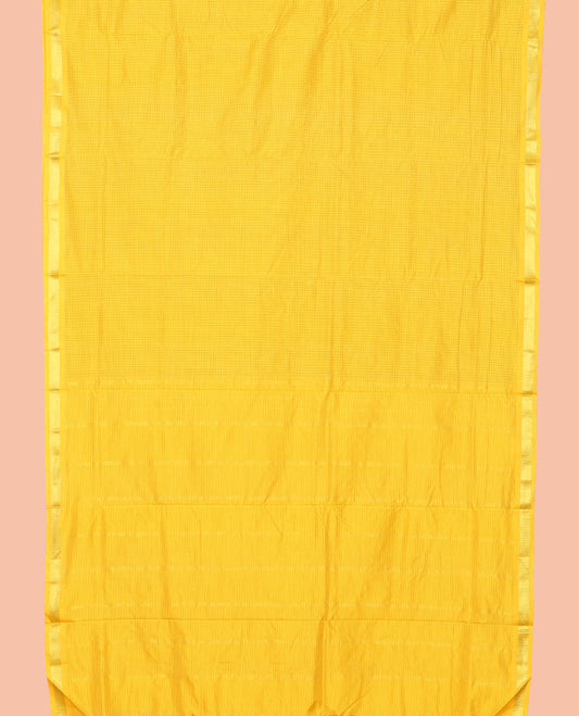 Navy Blue Checked Art-Silk Nine Yard Saree, a Traditional Zari Border, a Self-Pallu, and No Blouse