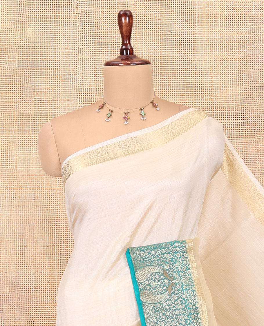 Cream-Rama Plain Art Tussar Saree