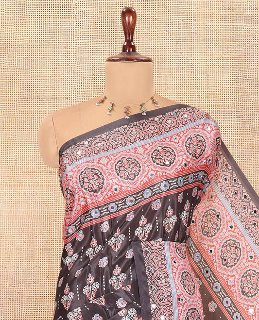 Black Satin Crepe Saree