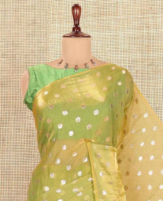 Borderless Green Fendy Chiffon Saree