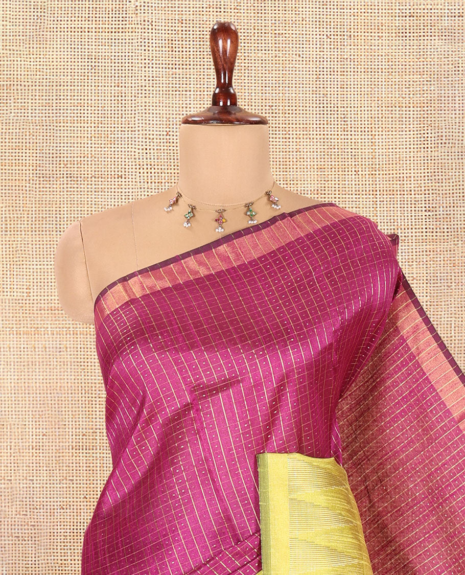 Magenta Semi-Raw Silk Saree