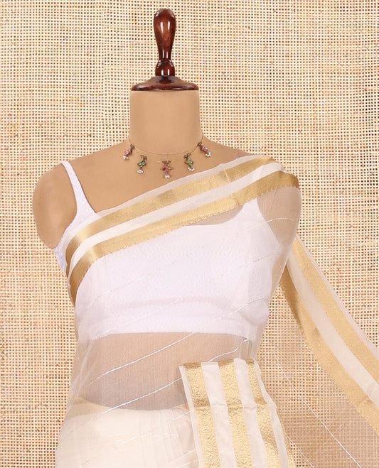 Off-White Semi-Organza Saree