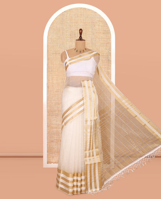 Off-White Semi-Organza Saree