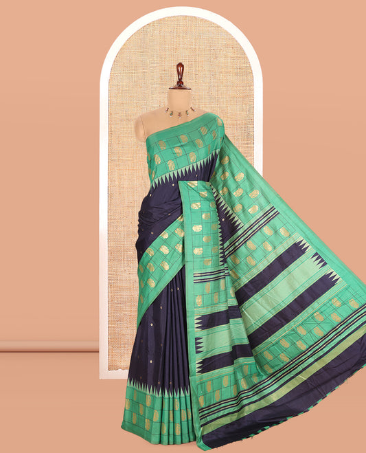 Navy Blue Dola Tussar Saree