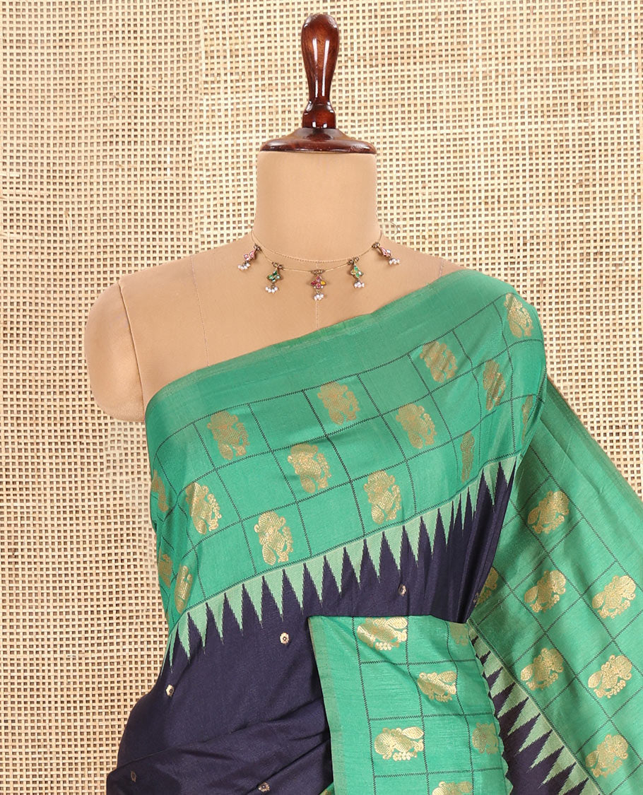 Navy Blue Dola Tussar Saree