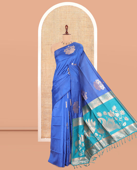 Borderless Royal Blue Elite Soft Silk Saree