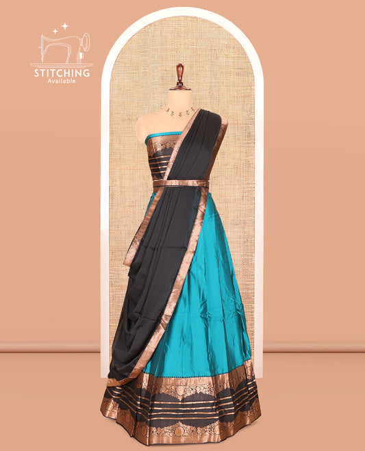 Rama Blue Semi-Silk Half-Saree