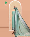 Green Mercerised Cotton Material Churidar, Plain Top, a Traditional Border, Matching Bottom, Matching Dupatta