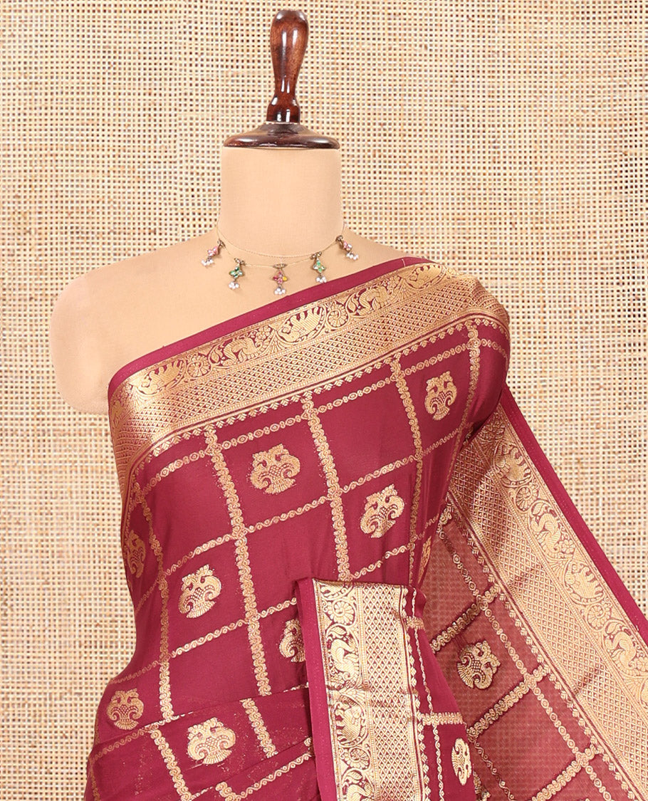 Wine Fancy Mysore Silk Saree