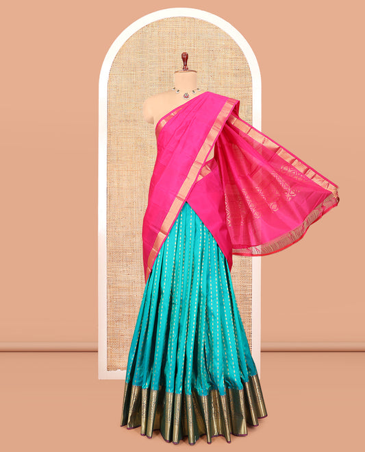Blue Pure Silk Half Saree