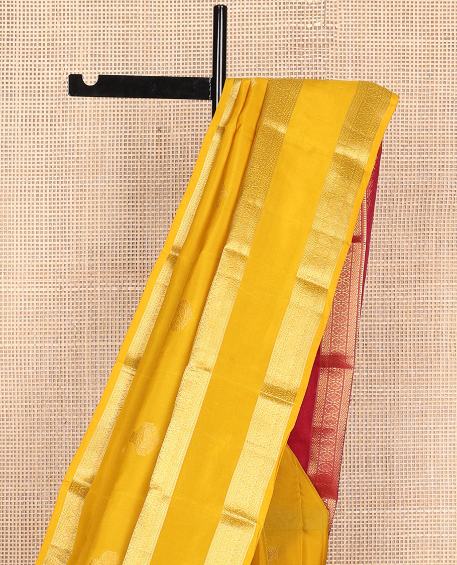 Mustard butttas vasundhara elite silk saree with self rettai pettu zari design border & argyle design pallu