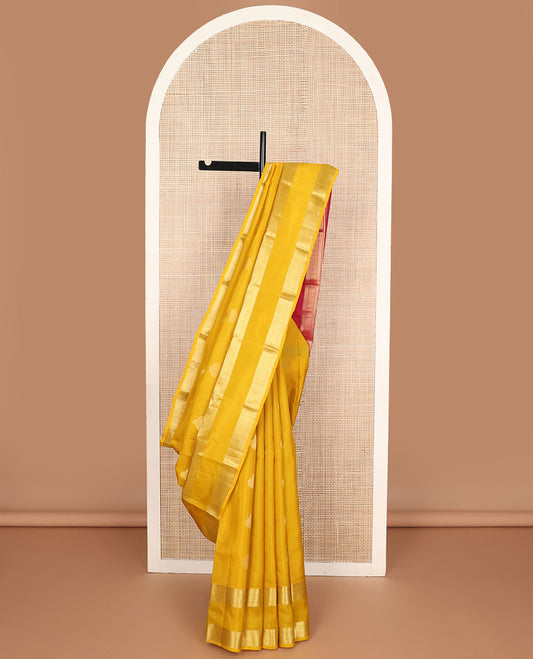 Mustard butttas vasundhara elite silk saree with self rettai pettu zari design border & argyle design pallu