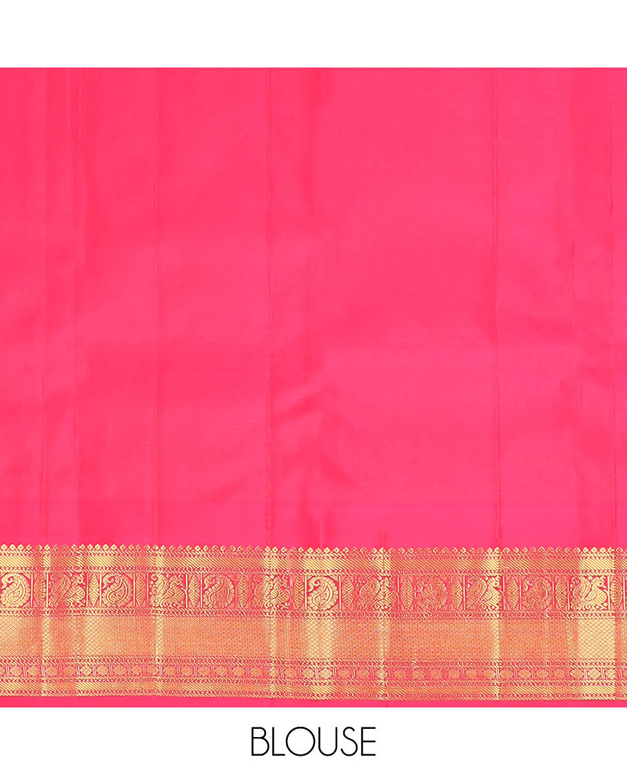 Blue mayil buttas silk saree, contrast border of thazampoo rekku,banaras,manga,mayil,diamond & mayil kann & intricate pallu