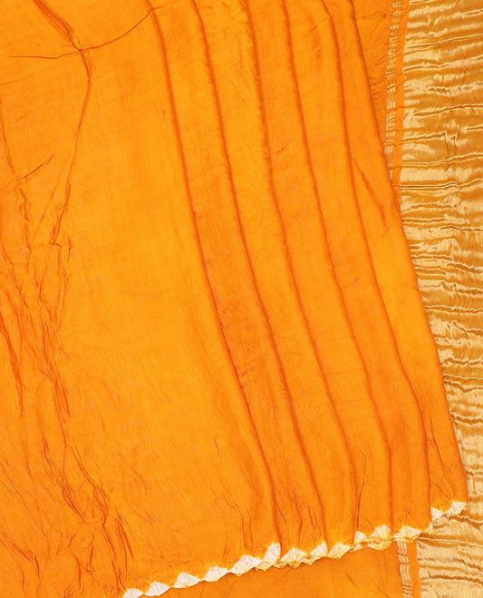 Borderless Yellow Bandhani Dola Silk Saree