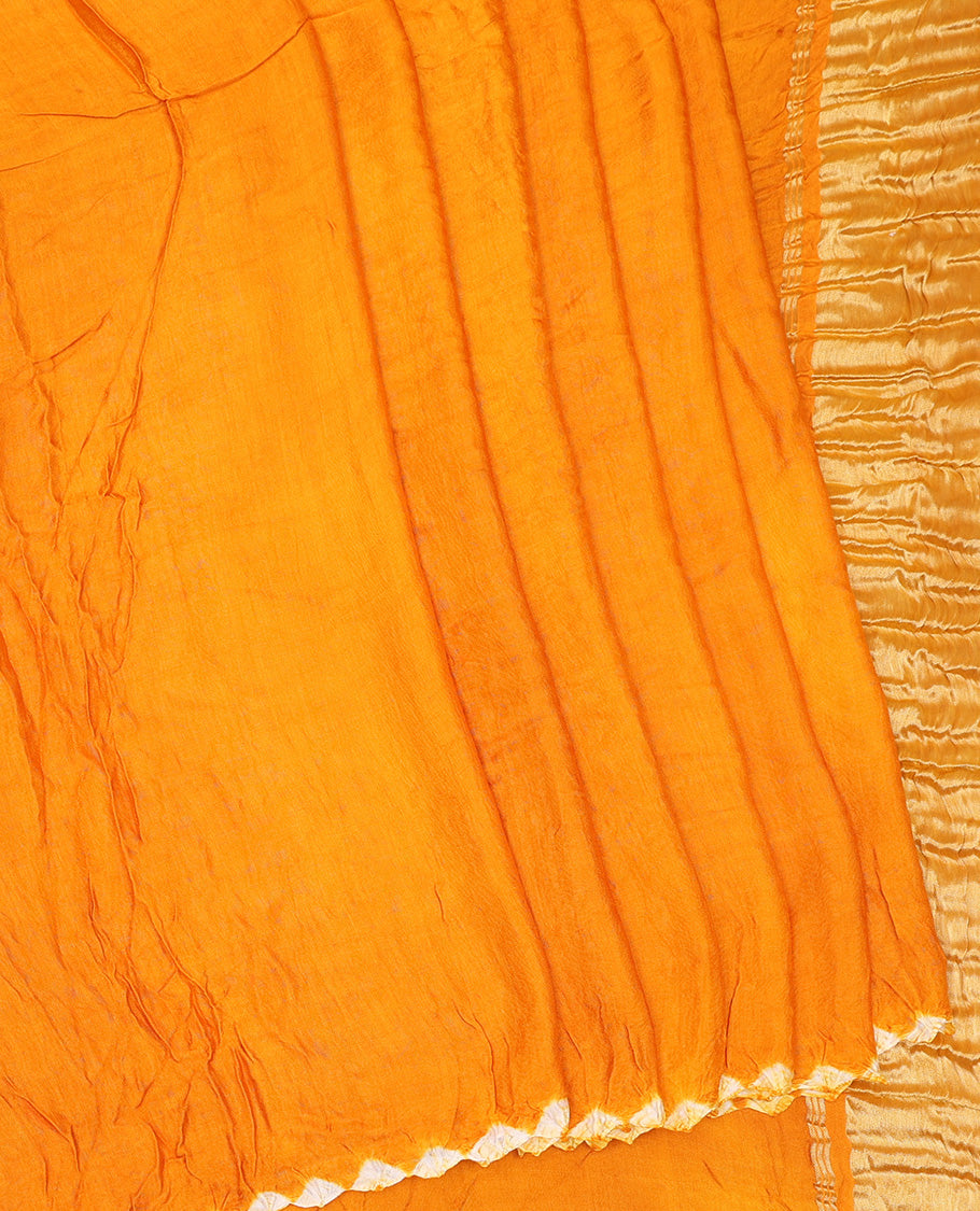 Borderless Yellow Bandhani Dola Silk Saree