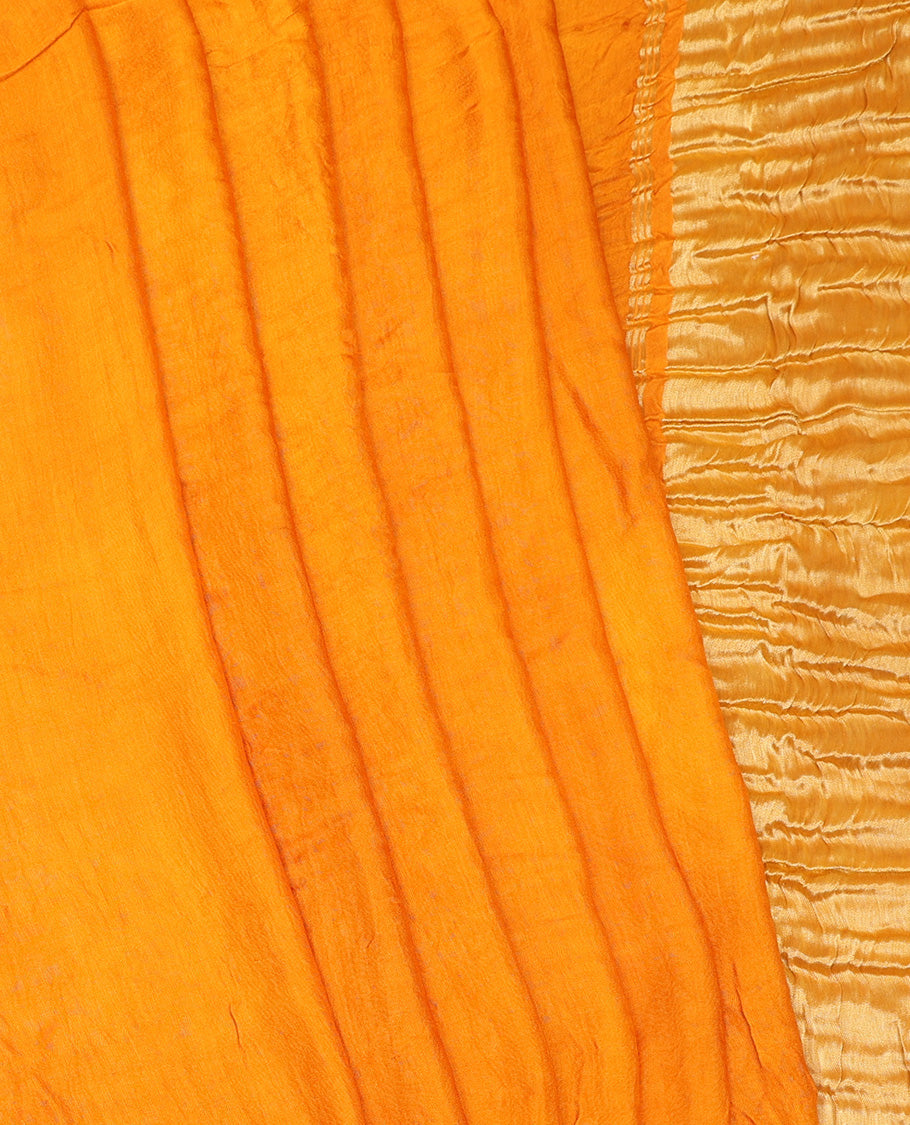 Borderless Yellow Bandhani Dola Silk Saree