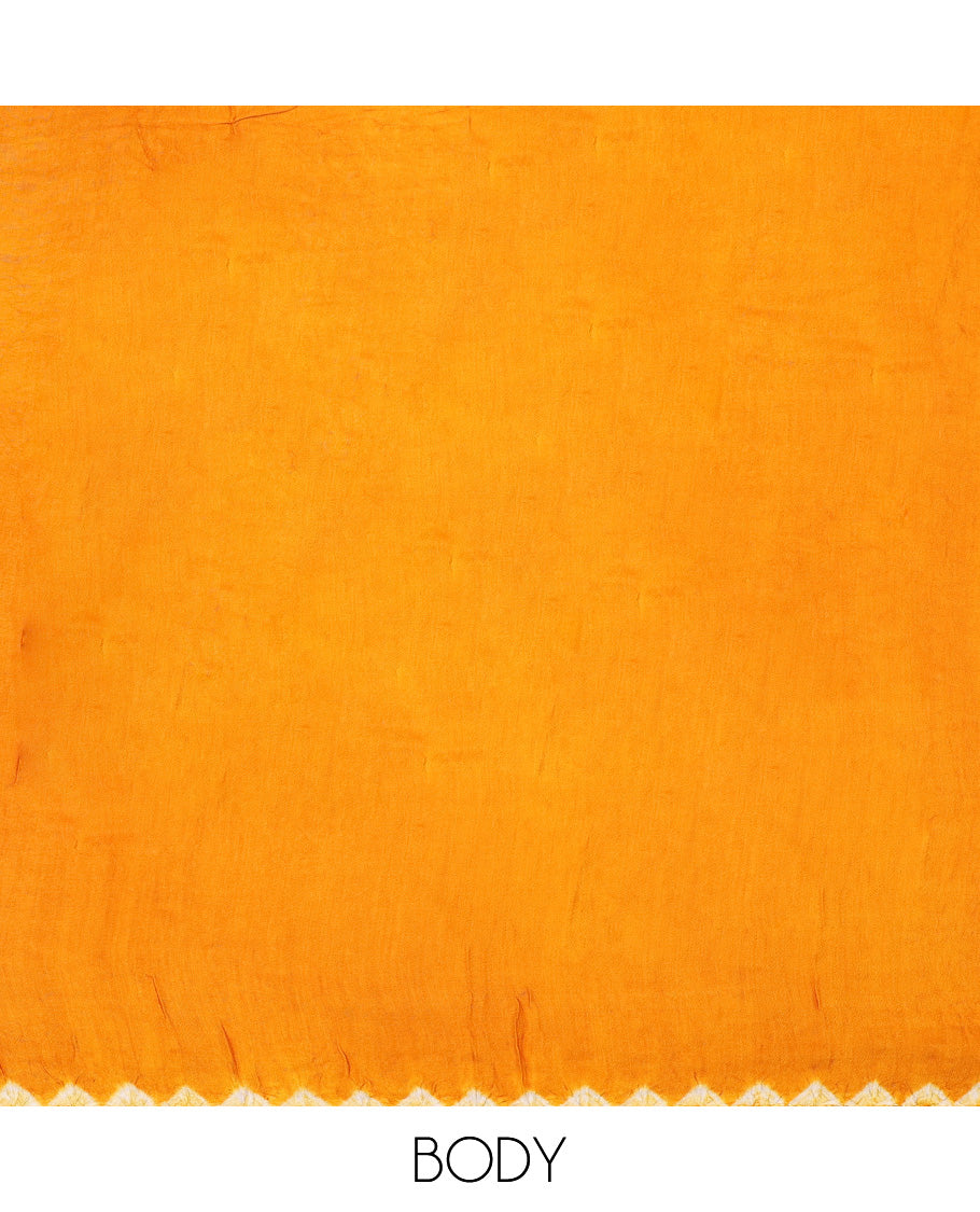 Borderless Yellow Bandhani Dola Silk Saree