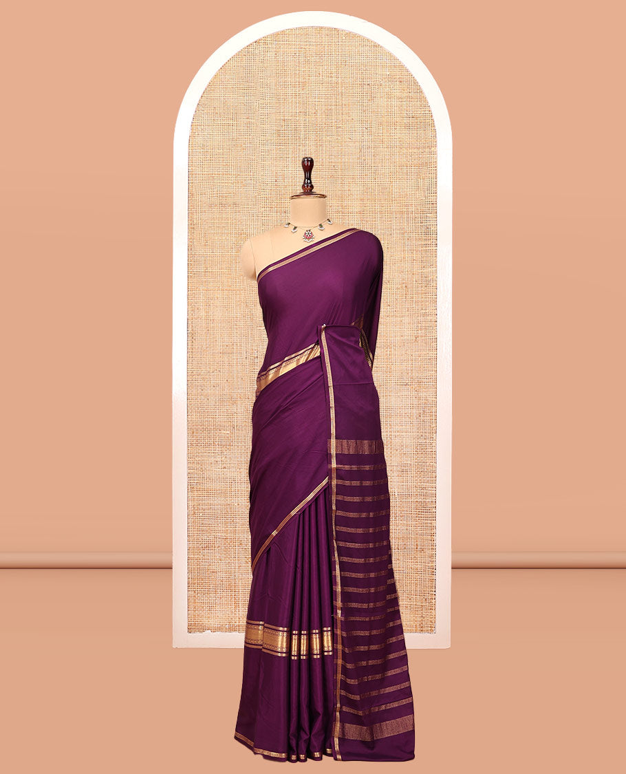 Purple Semi-Mysore Silksaree, a Traditional Zari Border, a Matching Blouse