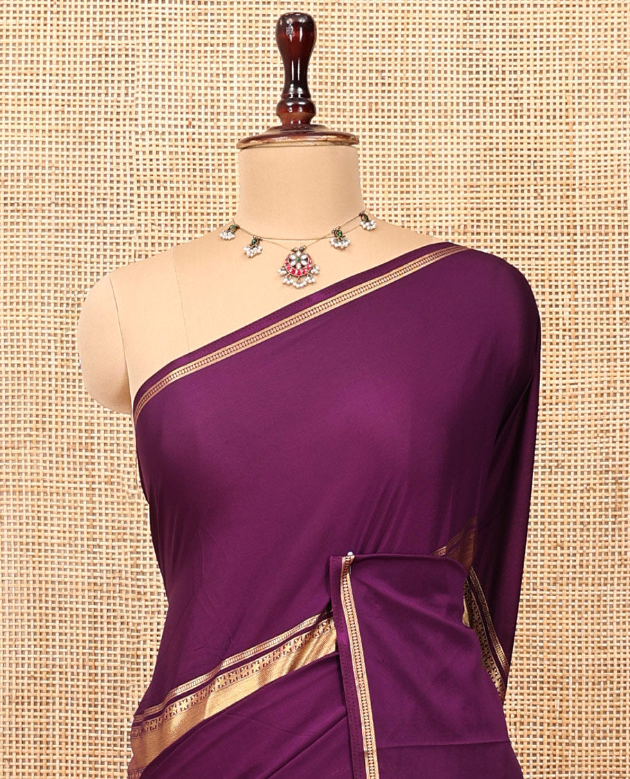 Purple Semi-Mysore Silksaree, a Traditional Zari Border, a Matching Blouse