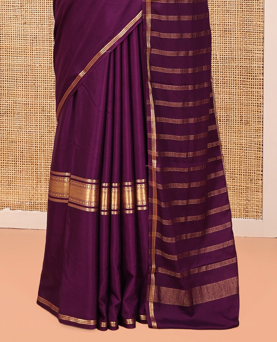 Purple Semi-Mysore Silksaree, a Traditional Zari Border, a Matching Blouse