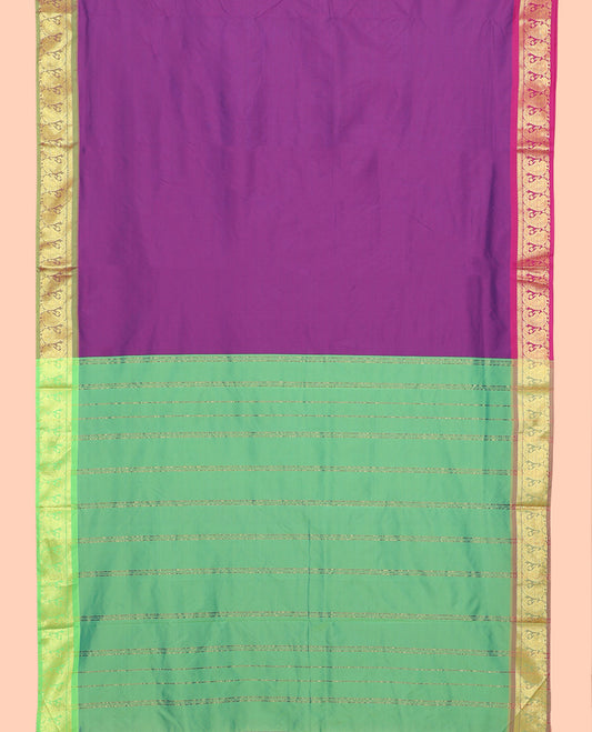 Purple Plain Ten-Yard Art Silk Saree